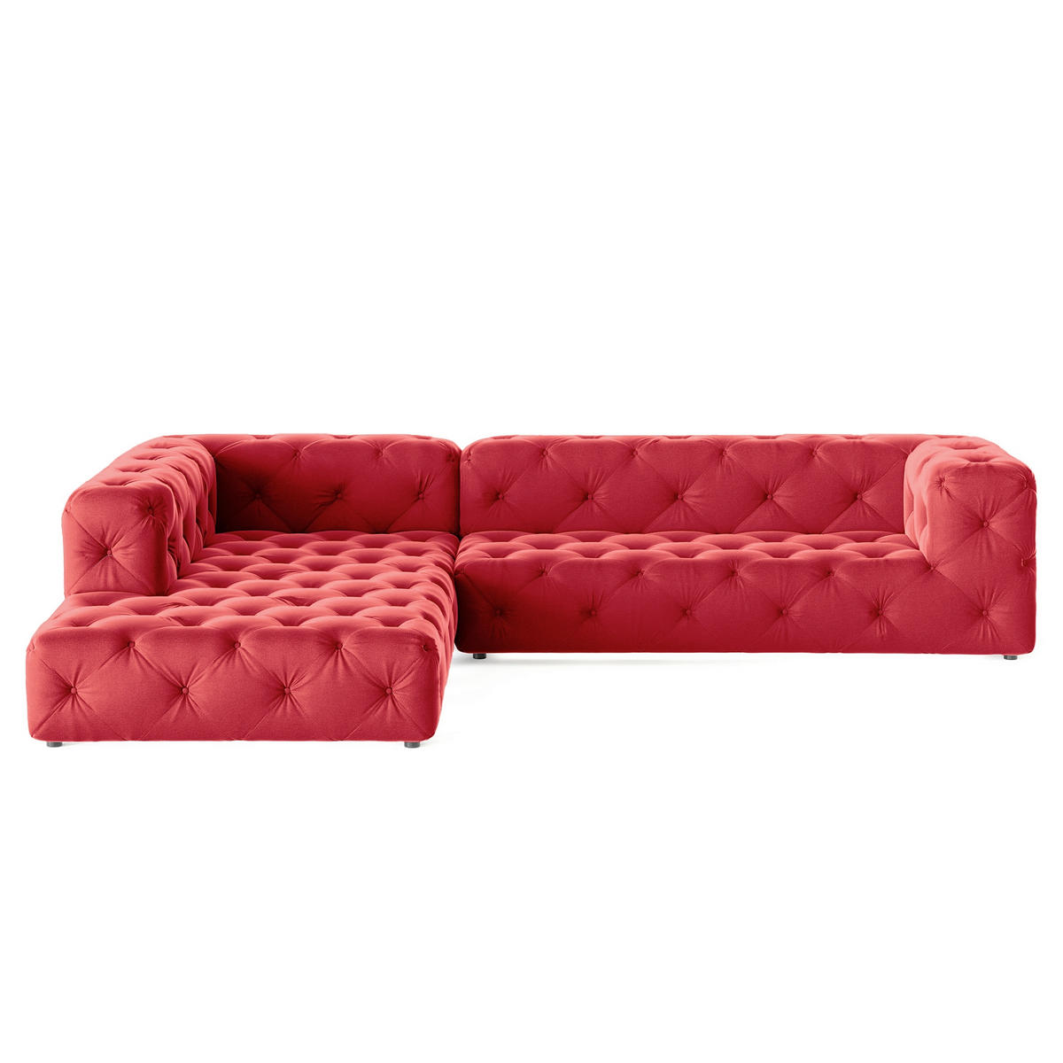 ECKSOFA Samt Rot  - Rot/Schwarz, Design, Kunststoff/Textil (228/325cm) - P & B
