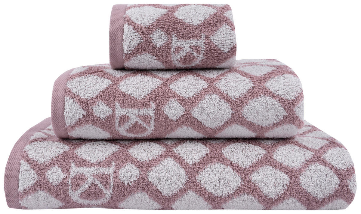 HANDTUCH SNAKO Grau, Rosa  - Rosa/Grau, Design, Textil (50/100cm) - Dieter Knoll