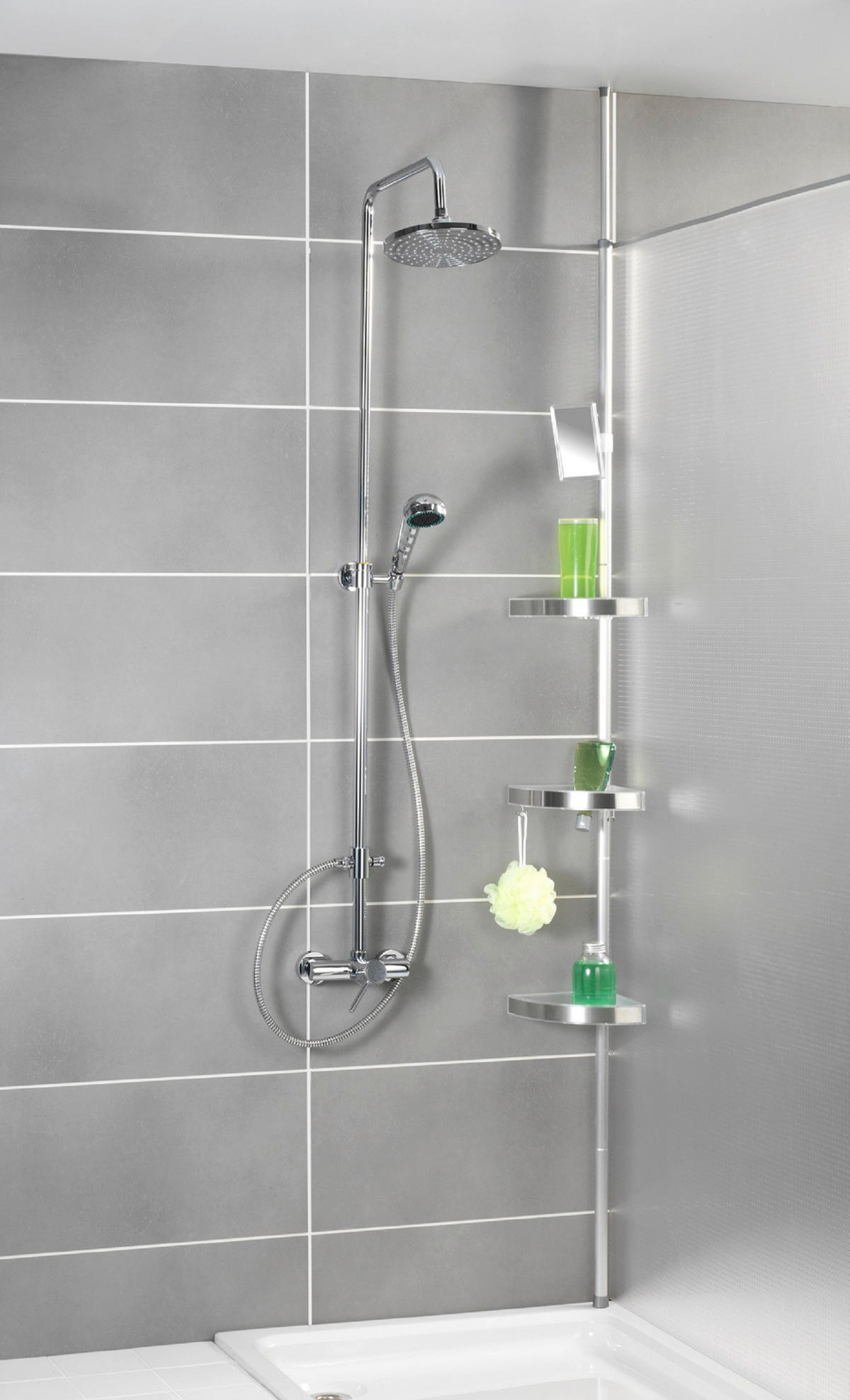 DUSCHREGAL - Alufarben, Basics, Metall (27,5/70-260/20cm) - Wenko