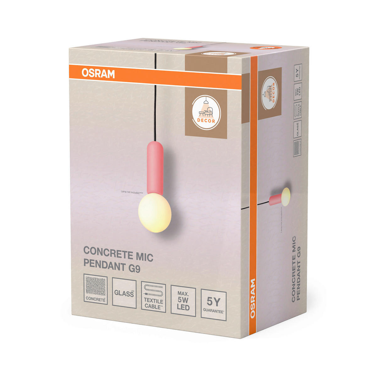 HÄNGELEUCHTE 10/120 cm   - Rosa, Basics, Stein (10/120cm) - Osram