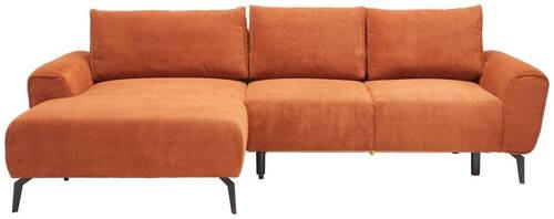 ECKSOFA inkl. Funktionen Kupferfarben Webstoff  - Schwarz/Kupferfarben, Design, Textil/Metall (170/272cm) - Welnova