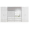 DREHTÜRENSCHRANK 400/223/61 cm,  in Weiß, Weiß Hochglanz, 8-türig  - Chromfarben/Edelstahlfarben, Basics, Glas/Holzwerkstoff (400/223/61cm) - Novel