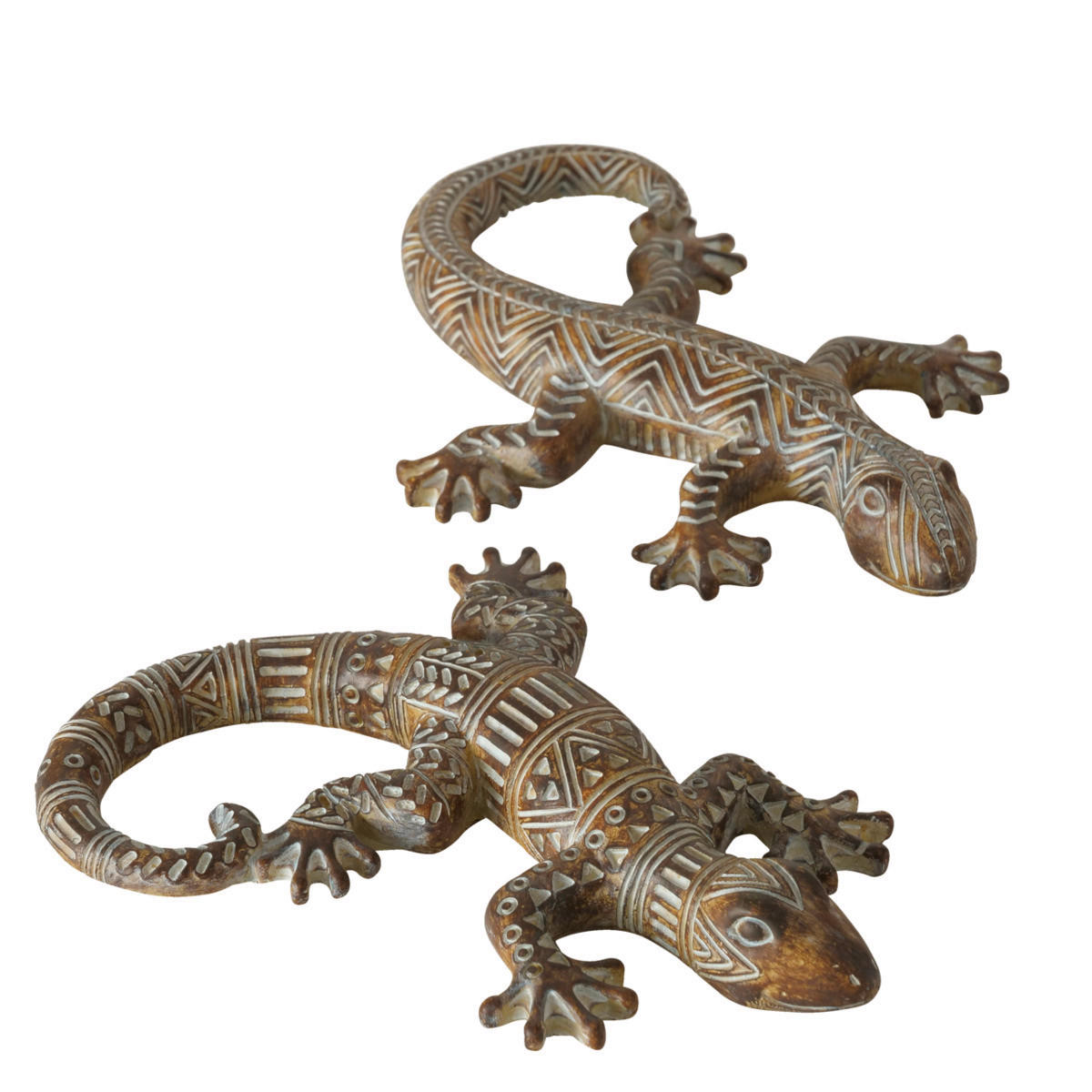 DEKOEIDECHSE - Braun/Weiß, LIFESTYLE, Kunststoff (18/12/2cm)