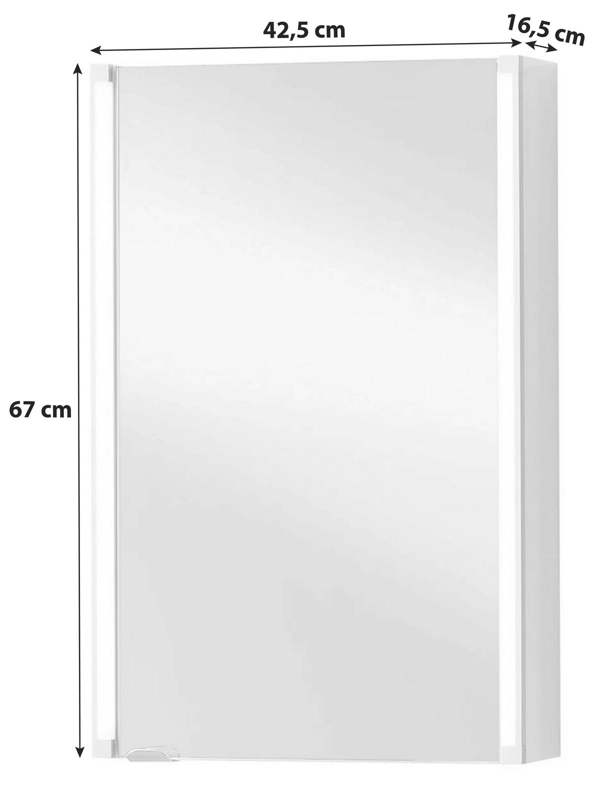SPIEGELSCHRANK 42,5/67/16,5 cm  - Alufarben/Weiß, MODERN, Glas/Holzwerkstoff (42,5/67/16,5cm) - MID.YOU
