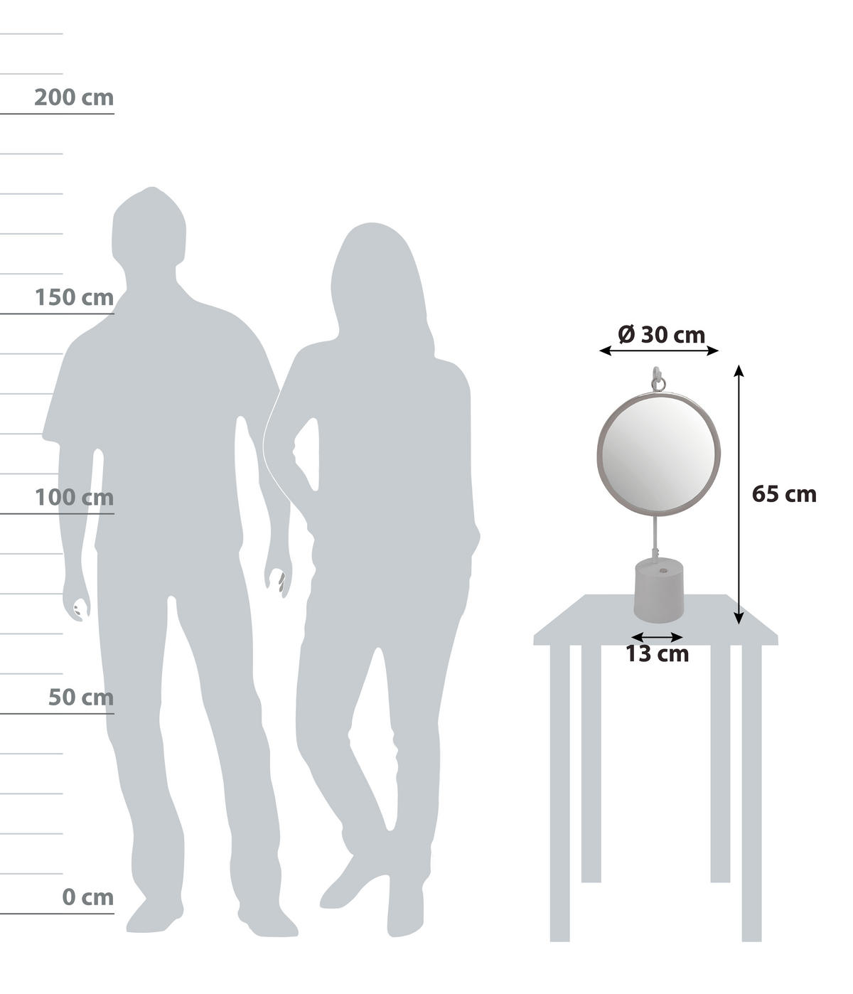 SMINKSPEGEL 30/65/13 cm  - vit/silver, Lifestyle, metall/glas (30/65/13cm) - Kayoom