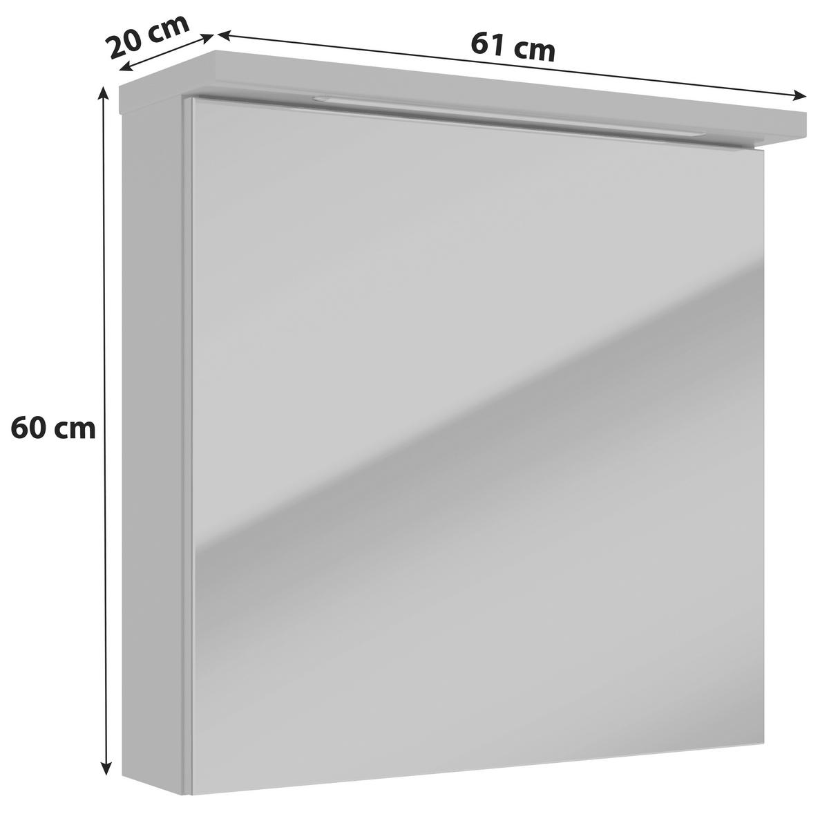DULAP CU OGLINDĂ 61/60/20 cm  - alb, Basics, sticlă/material pe bază de lemn (61/60/20cm) - Carryhome