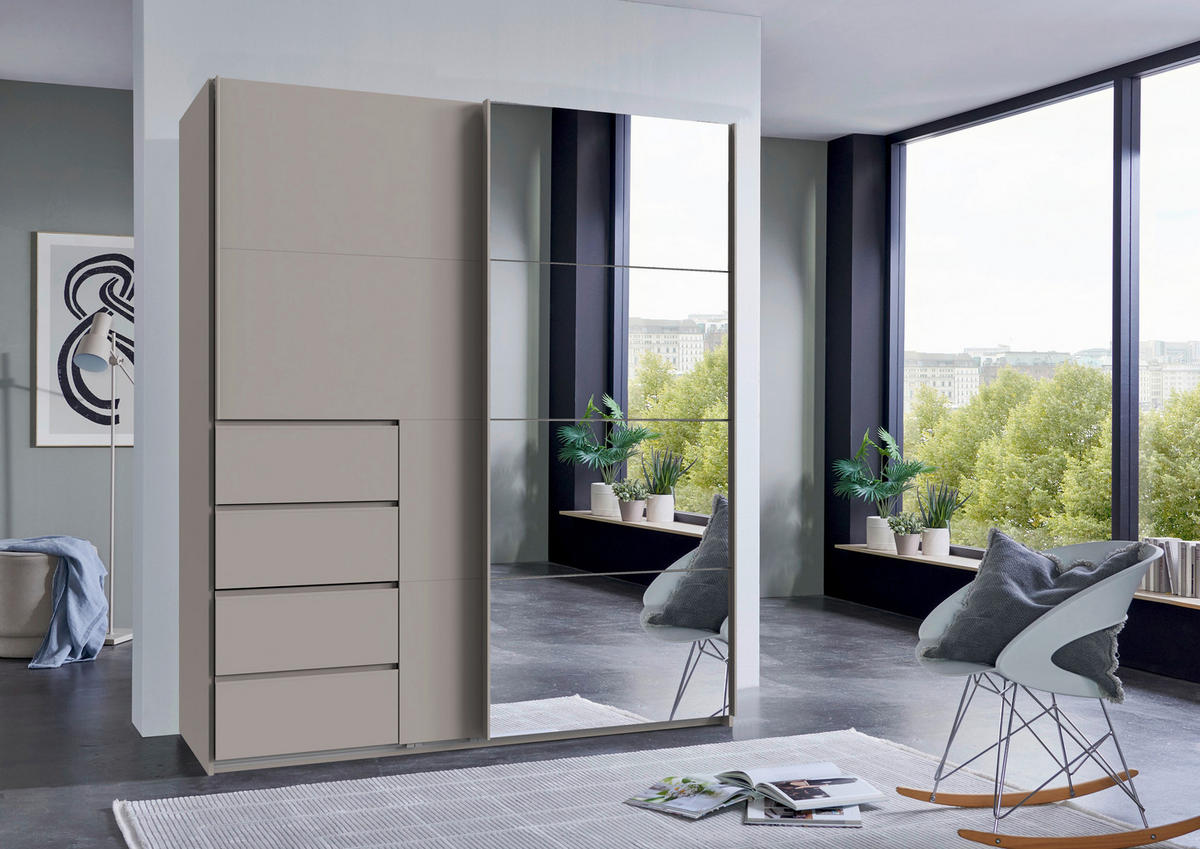 SCHWEBETÜRENSCHRANK Kaschmir  - Kaschmir, Konventionell, Glas/Holzwerkstoff (180/208/64cm) - Boxxx