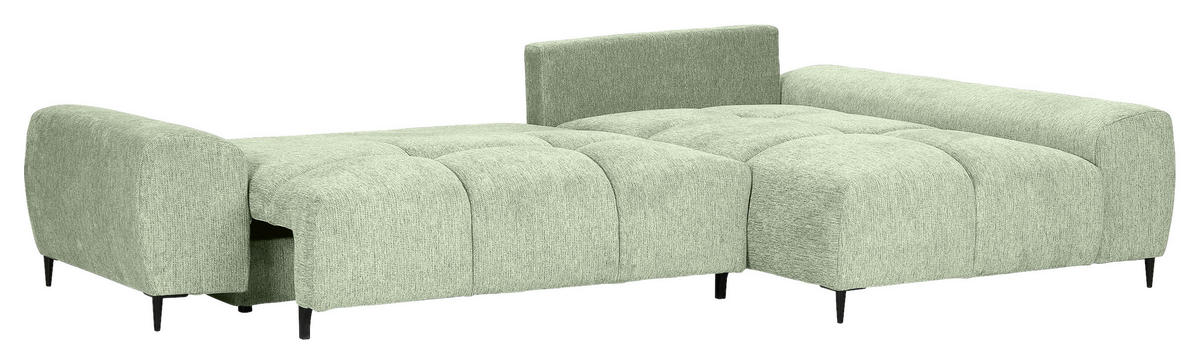 ECKSOFA Hellgrün Flachgewebe  - Schwarz/Hellgrün, KONVENTIONELL, Textil/Metall (295/180cm) - Carryhome