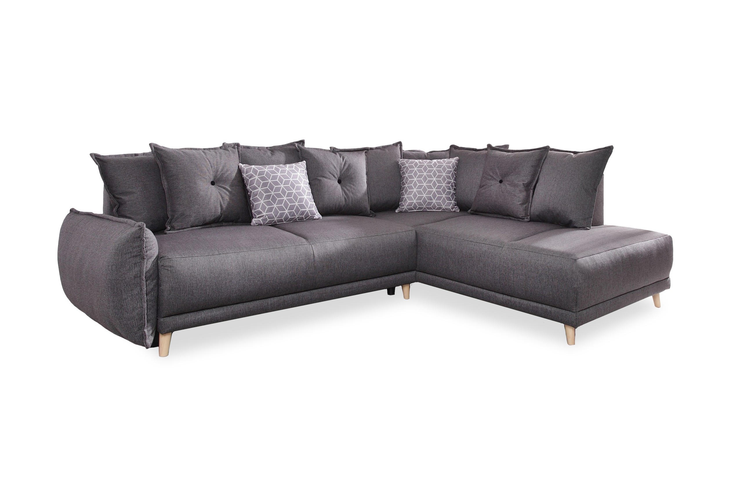 ECKSCHLAFSOFA Dunkelgrau Webstoff - Dunkelgrau/Hellgrau, Basics, Holz/Textil (235/190cm) - MID.YOU