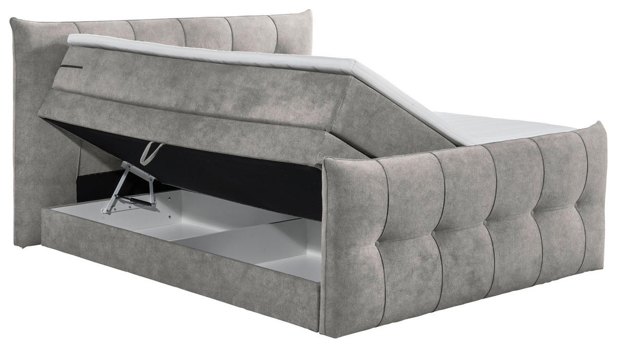 BOXSPRINGBETT 180/200 cm  in Hellgrau  - Hellgrau/Schwarz, KONVENTIONELL, Kunststoff/Textil (180/200cm) - Esposa