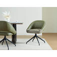 ARMLEHNSTUHL  Sitzfläche 360° drehbar, automatische Rückholfunktion Webstoff Echtleder  - Schwarz/Graugrün, Design, Leder/Textil (61/81/66cm) - Dieter Knoll