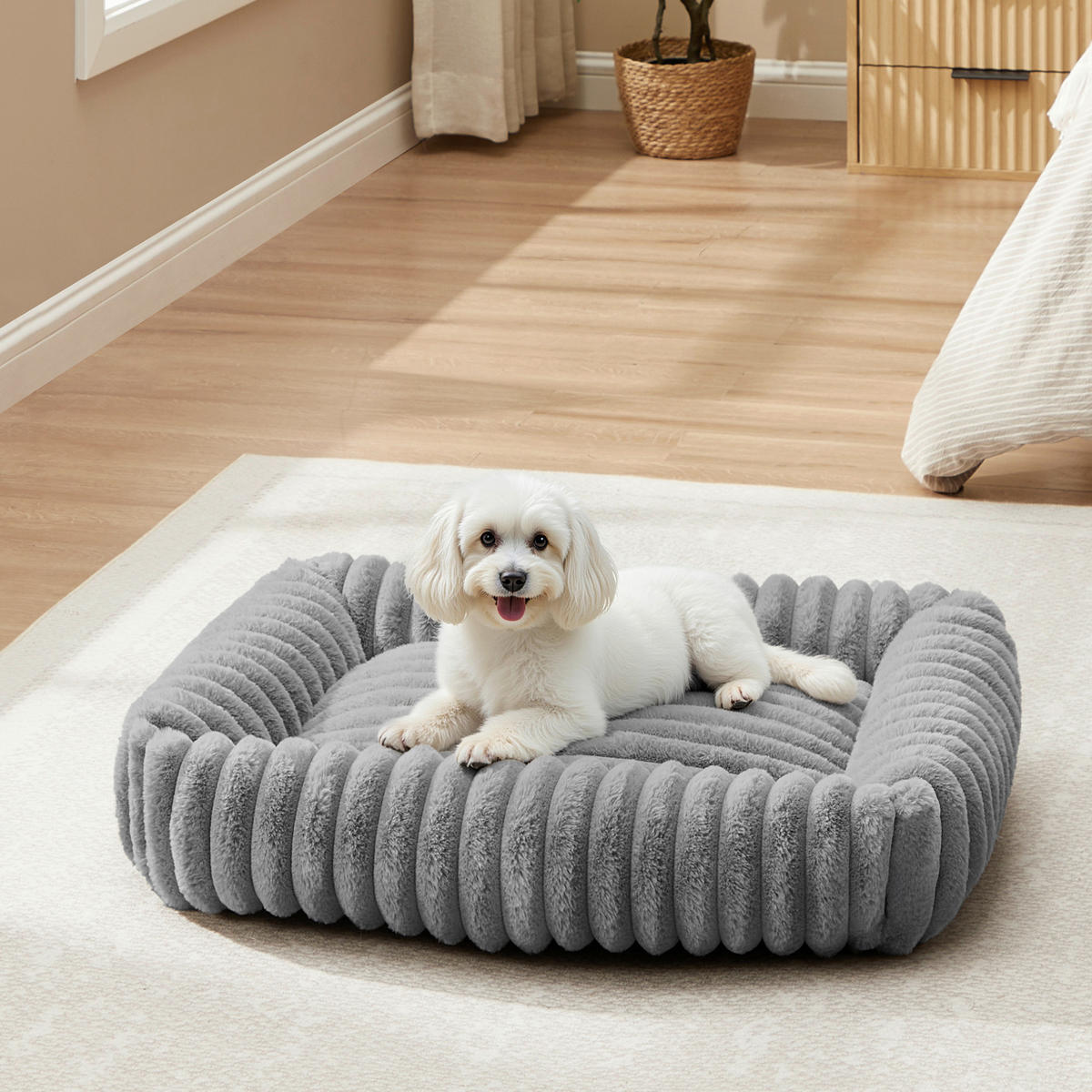 HUNDEBETT - Grau, Trend, Textil (71/18/55cm) - Boxxx