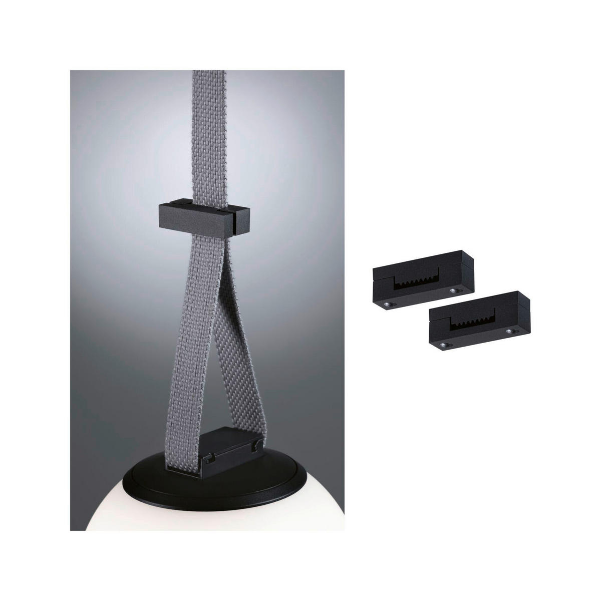 SEILSYSTEM-MONTAGESET ULine 4,5/1,8/1,5 cm   - Schwarz, Basics, Metall (4,5/1,8/1,5cm) - Paulmann