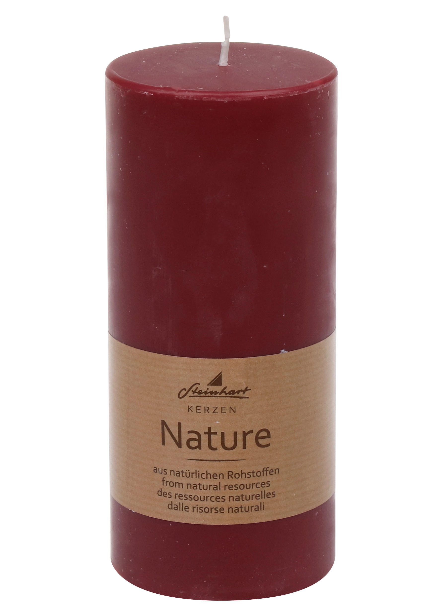 STUMPENKERZE  - Rot, Basics, Naturmaterialien (6,8/15cm) - Steinhart