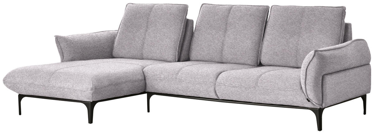ECKSOFA in Webstoff Grau, Flieder  - Flieder/Schwarz, Natur, Textil (182/277cm) - Valnatura