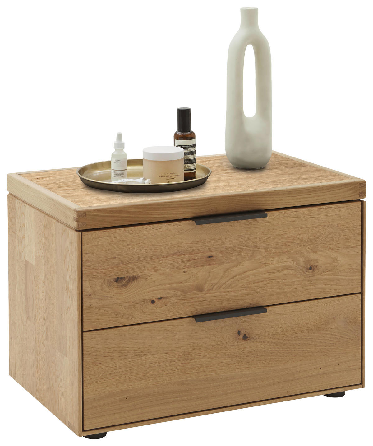 NACHTTISCH 65/47/44,2 cm  in massiv Wildeiche Wildeiche  - Wildeiche/Schwarz, Design, Holz/Metall (65/47/44,2cm) - Valnatura