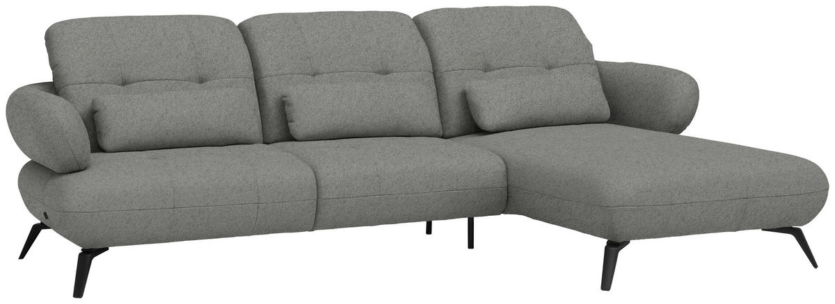 ECKSOFA Chenille Hellgrau  - Hellgrau/Schwarz, Design, Textil/Metall (282/189cm) - Novel