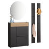GARDEROBE 4-teilig  in 143/200/22 cm  - Eichefarben/Graphitfarben, Design, Glas/Holzwerkstoff (143/200/22cm) - Voleo
