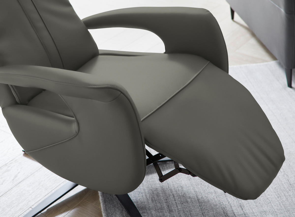 RELAXSESSEL in Leder Dunkelgrau  - Dunkelgrau/Schwarz, Design, Leder/Metall (71/112/83cm) - Dieter Knoll