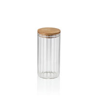 VORRATSDOSE 0,9 l  - Transparent, KONVENTIONELL, Glas/Holz (9/18cm) - Kela