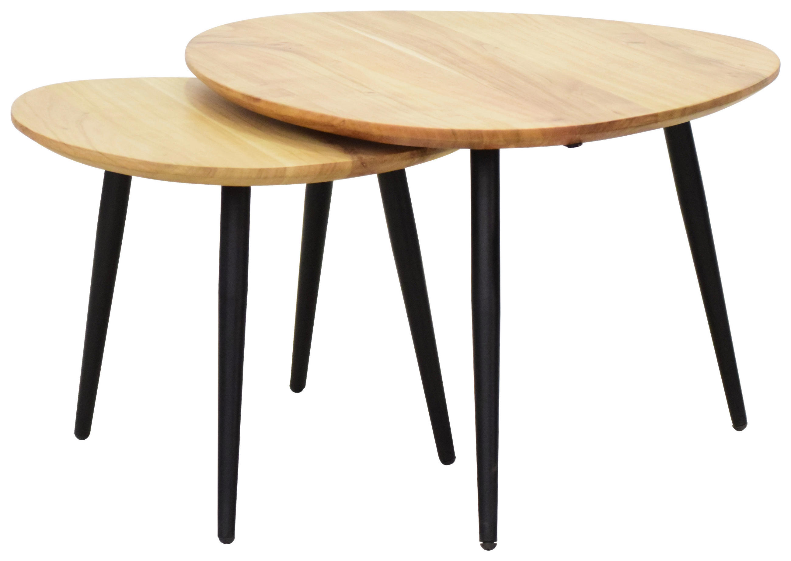 COUCHTISCHSET Akazie vollmassiv 74/68/45 cm Freiform Schwarz, Akaziefarben  - Schwarz/Akaziefarben, Design, Holz/Metall (74/68/45cm) - Carryhome