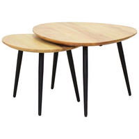 SADA KONFERENČNÍCH STOLKŮ, černá, barvy akácie, dřevo, kov, 74/68/45 cm - černá/barvy akácie, Design, kov/dřevo (74/68/45cm) - Carryhome