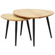 COUCHTISCHSET Akazie vollmassiv 74/68/45 cm Freiform Schwarz, Akaziefarben  - Schwarz/Akaziefarben, Design, Holz/Metall (74/68/45cm) - Carryhome