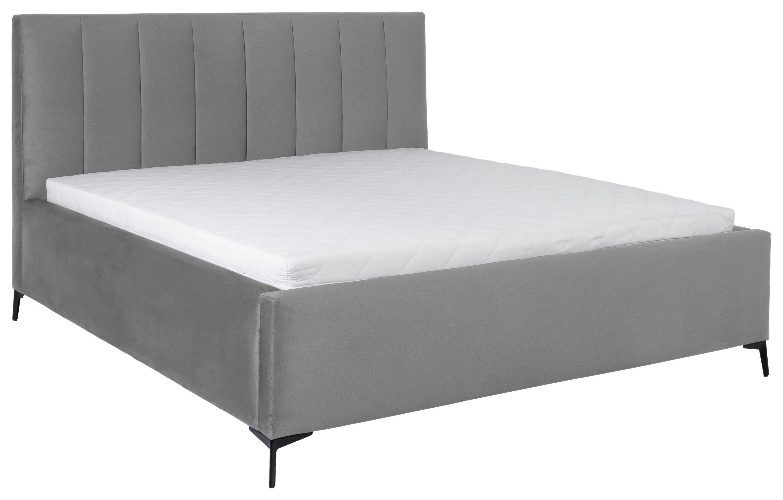 POLSTERBETT Lattenrost, Bettkasten 180/200 cm  in Grau  - Birkefarben/Schwarz, KONVENTIONELL, Holz/Textil (180/200cm) - Boxxx
