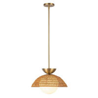 HÄNGELEUCHTE 37,5/26,4 cm  - Goldfarben, LIFESTYLE, Glas/Holz (37,5/26,4cm) - Elstead Lighting