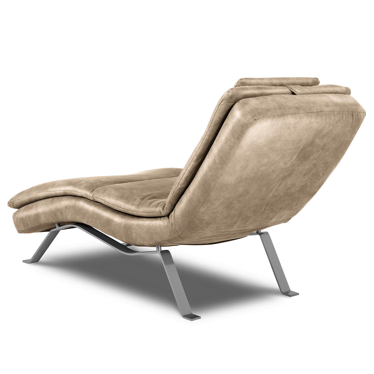 RELAXLIEGE in Lederlook Creme  - Silberfarben/Creme, Design, Textil/Metall (65/95/171cm) - Celina Home