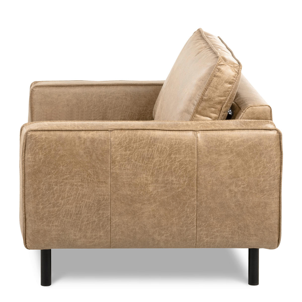 SESSEL in Lederlook Echtleder Sandfarben  - Sandfarben/Schwarz, Design, Leder/Textil (88/85/92cm) - Livetastic