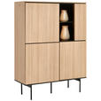 HIGHBOARD Schwarz, Eichefarben  106/141/41 cm  - Eichefarben/Schwarz, Basics, Glas/Holzwerkstoff (106/141/41cm) - Hom`in