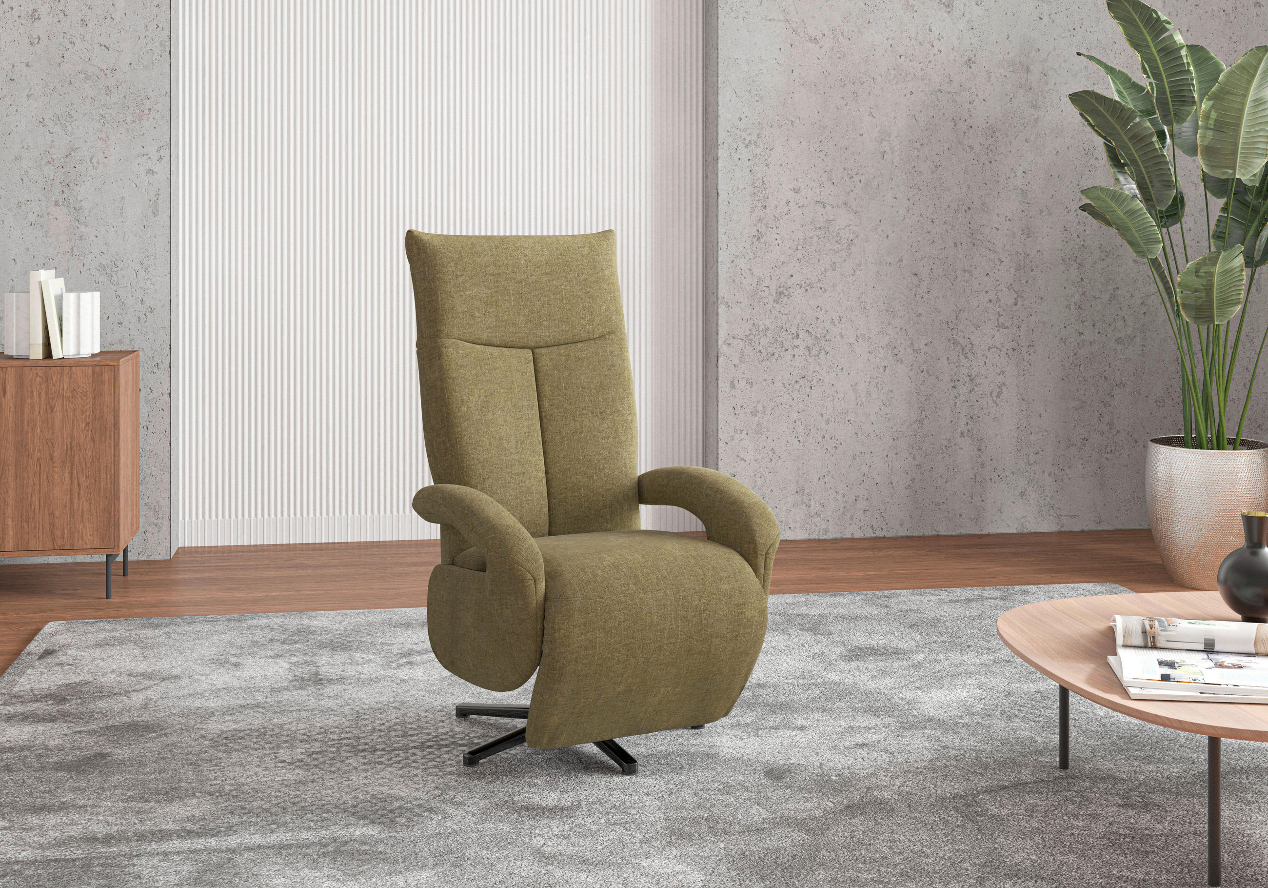 SESSEL in Flachgewebe Olivgrün  - Schwarz/Olivgrün, Konventionell, Textil/Metall (74/112/82cm) - Sit & More