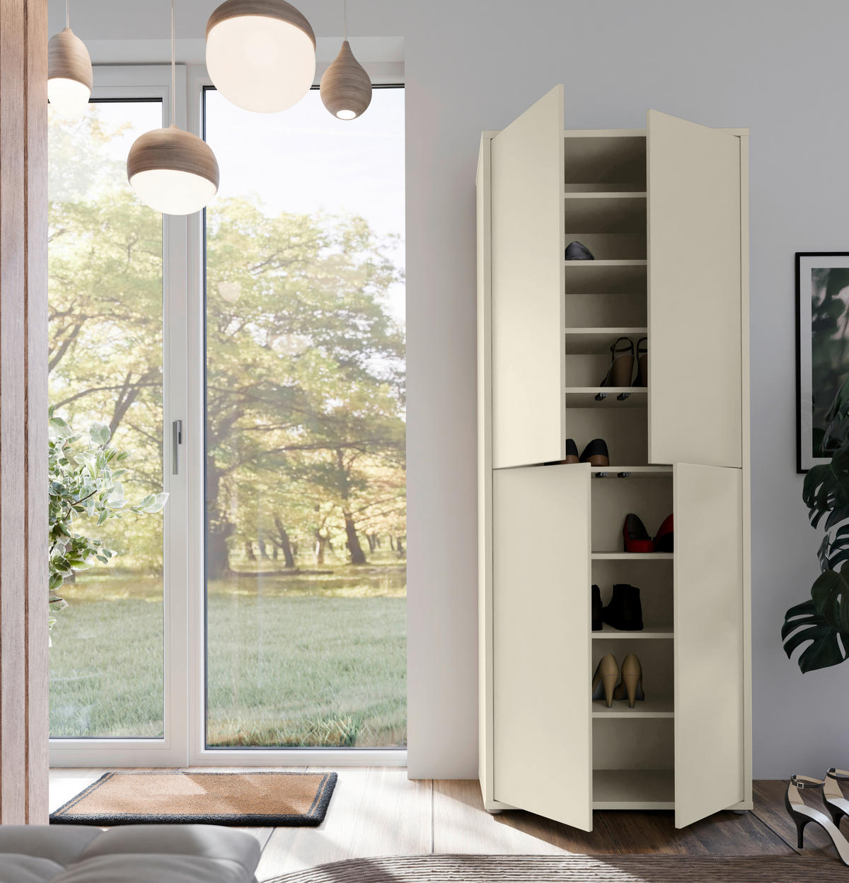 SCHUHSCHRANK Alice Springs  in 74,5/191,9/34,9 cm  - Sandfarben/Grau, MODERN, Holzwerkstoff/Kunststoff (74,5/191,9/34,9cm) - Xora