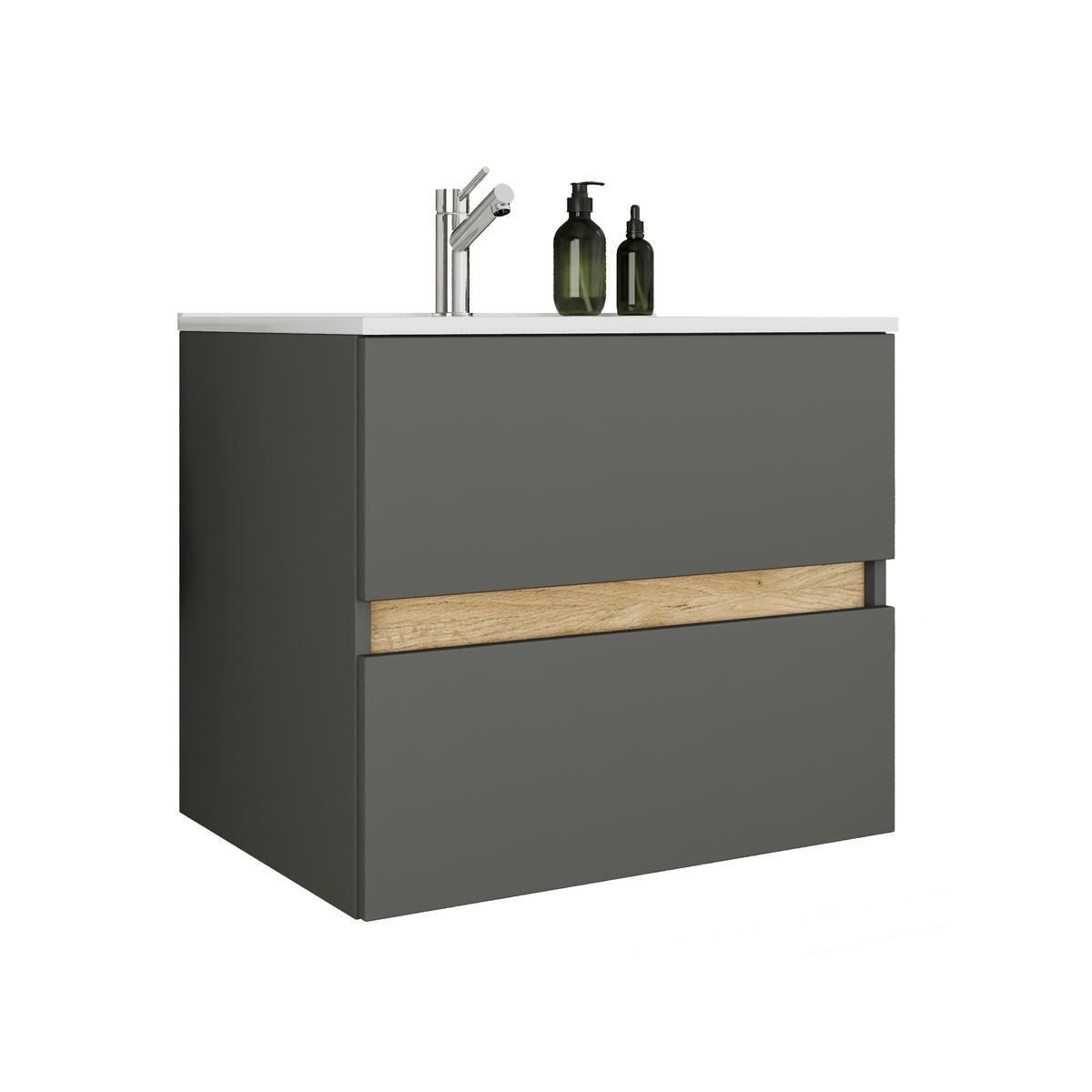 BADEZIMMER 2-teilig  in  - Honigeiche/Anthrazit, Trend, Keramik/Holzwerkstoff (61/51/47cm) - MID.YOU