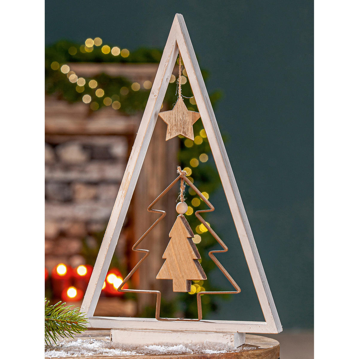 WEIHNACHTSFIGUR - Beigebraun/Grauweiß, LIFESTYLE, Holz (27/42,5/7,5cm)