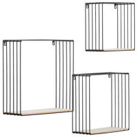 SET STENSKIH REGALOV - črna/naravne barve, Trend, kovina/leseni material (35/35/12cm) - Landscape