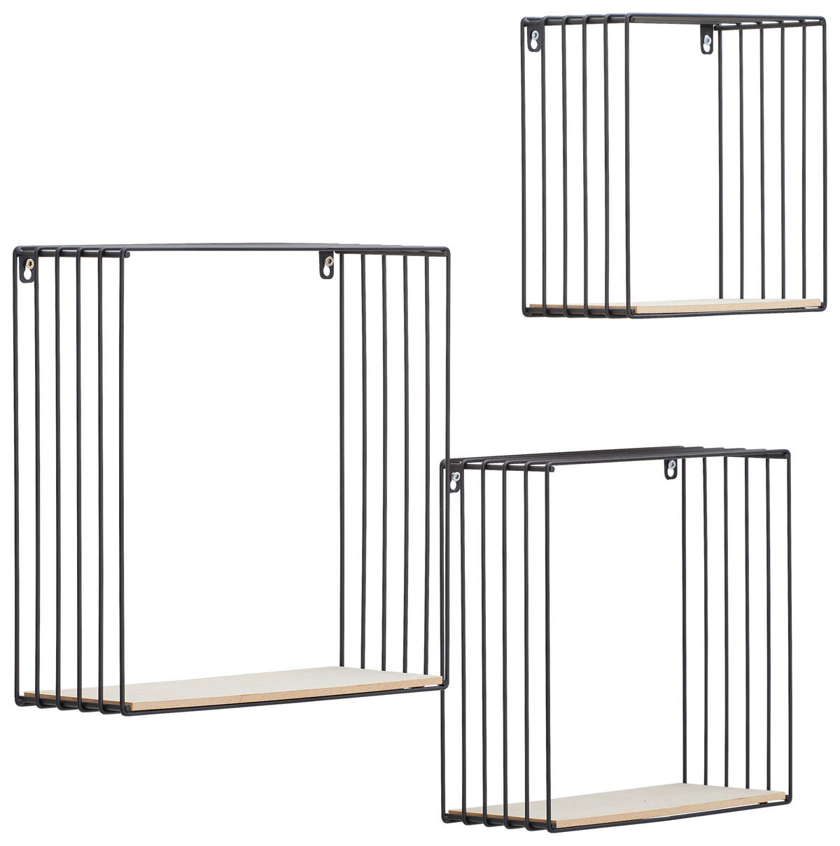 SET STENSKIH REGALOV - črna/naravne barve, Trend, kovina/leseni material (35/35/12cm) - Landscape