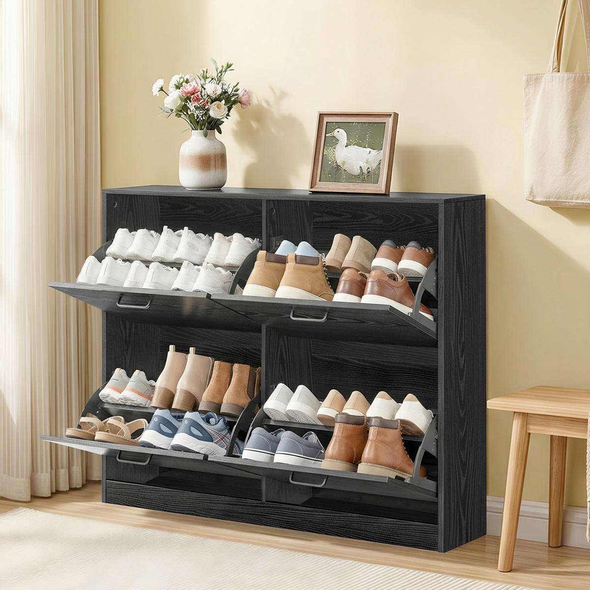 SCHUHKIPPER  in 105,5/82,7/24 cm  - Schwarz, Trend, Holzwerkstoff/Metall (105,5/82,7/24cm) - Boxxx