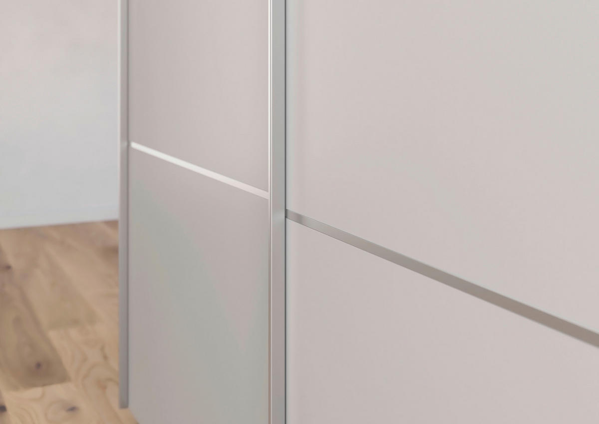SCHWEBETÜRENSCHRANK in Grau  - Chromfarben/Grau, Konventionell, Glas/Holzwerkstoff (242/223/68cm) - Novel
