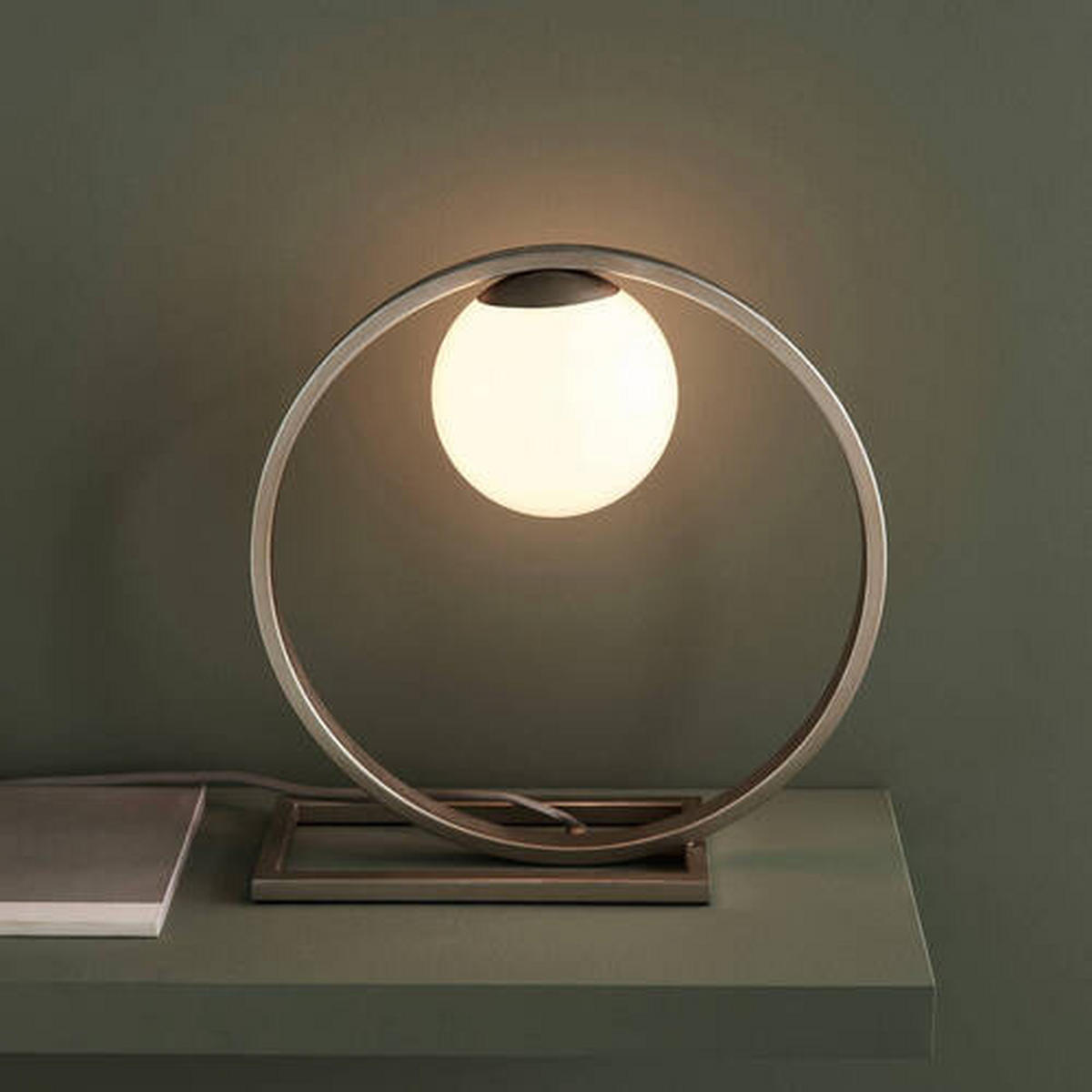TISCHLEUCHTE 32.3/10 cm   - Silberfarben/Opal, Design, Glas/Metall (32.3/10cm) - ENDON