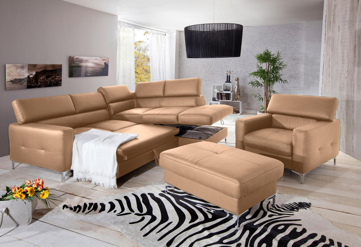 SESSEL in Echtleder Cappuccino  - Chromfarben/Cappuccino, Design, Leder/Metall (99/78-92/106cm) - Livetastic