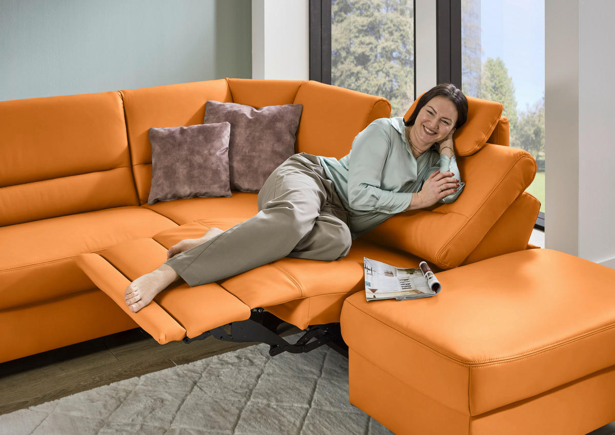 ECKSOFA  in Echtleder Currygelb  290/249 cm  - Currygelb/Schwarz, KONVENTIONELL, Leder/Metall (290/249cm) - Beldomo Premium