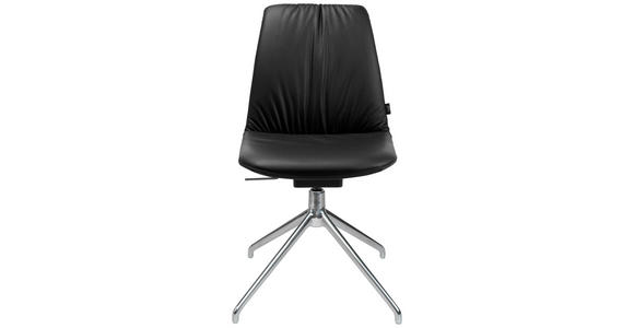 STUHL in Aluminium Echtleder pigmentiert Metall, Leder - Schwarz/Alufarben, Design, Leder/Metall (46/81,5-84,5/55cm) - Johann Jakob