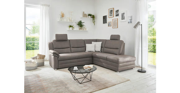ECKSOFA Grau Mikrofaser - Beige/Alufarben, KONVENTIONELL, Textil/Metall (239/219cm) - Carryhome