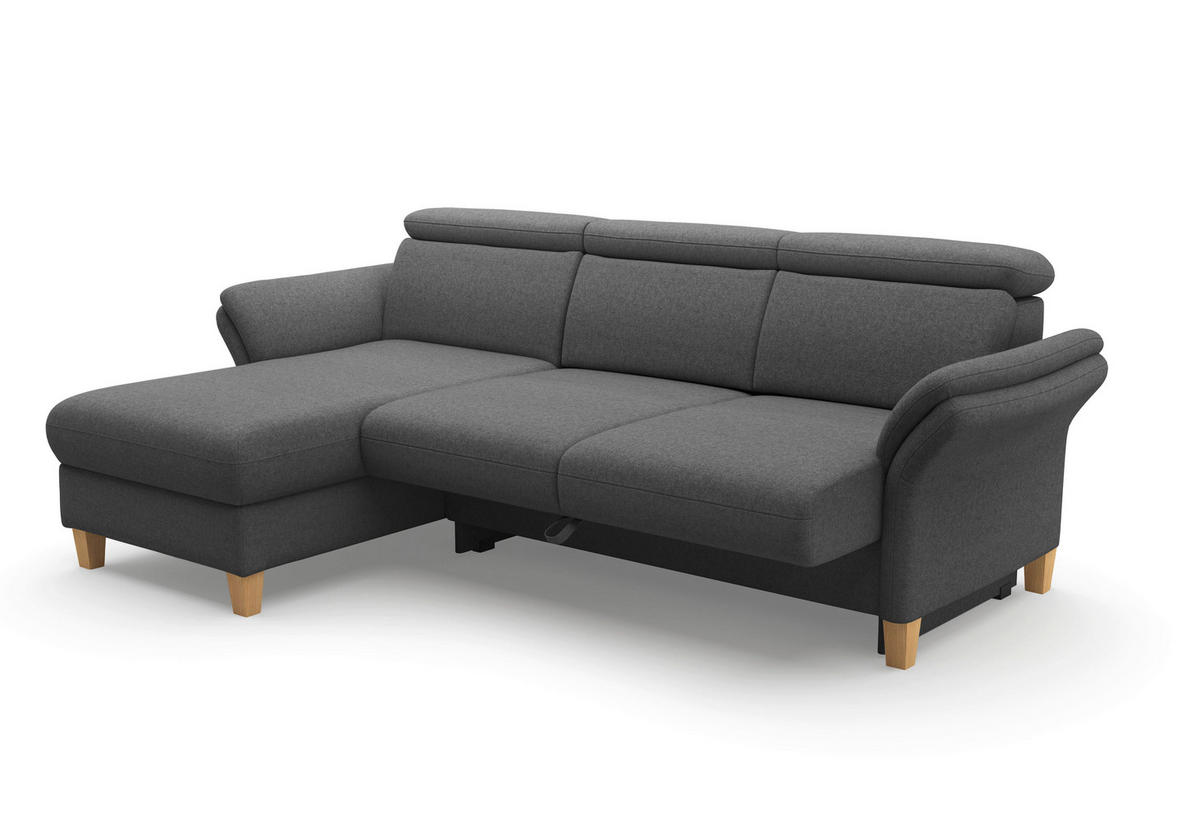 ECKSOFA GLENDALE E Dunkelgrau Flachgewebe  - Eichefarben/Dunkelgrau, KONVENTIONELL, Holz/Textil (166/253cm) - Sit & More