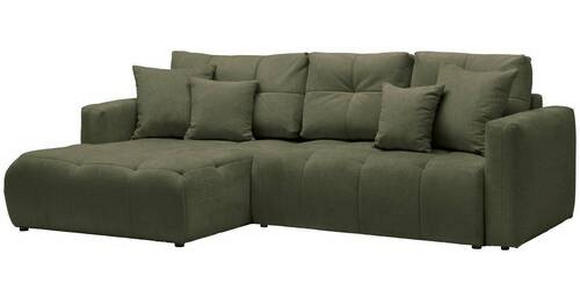 ECKSOFA in Chenille Dunkelgrün  - Dunkelgrün/Schwarz, MODERN, Kunststoff/Textil (172/276cm) - Hom`in