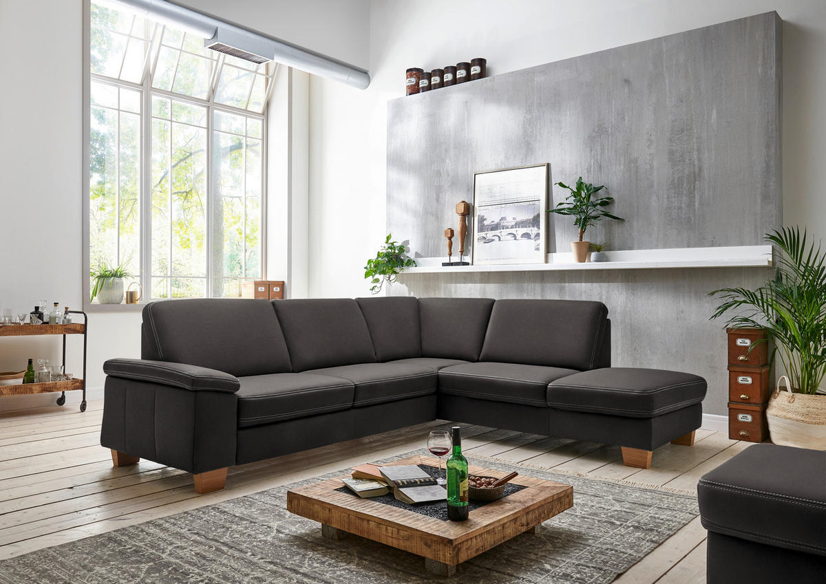 ECKSOFA  in Echtleder Graubraun  274/235 cm  - Eichefarben/Graubraun, KONVENTIONELL, Leder/Holzwerkstoff (274/235cm) - Beldomo Premium