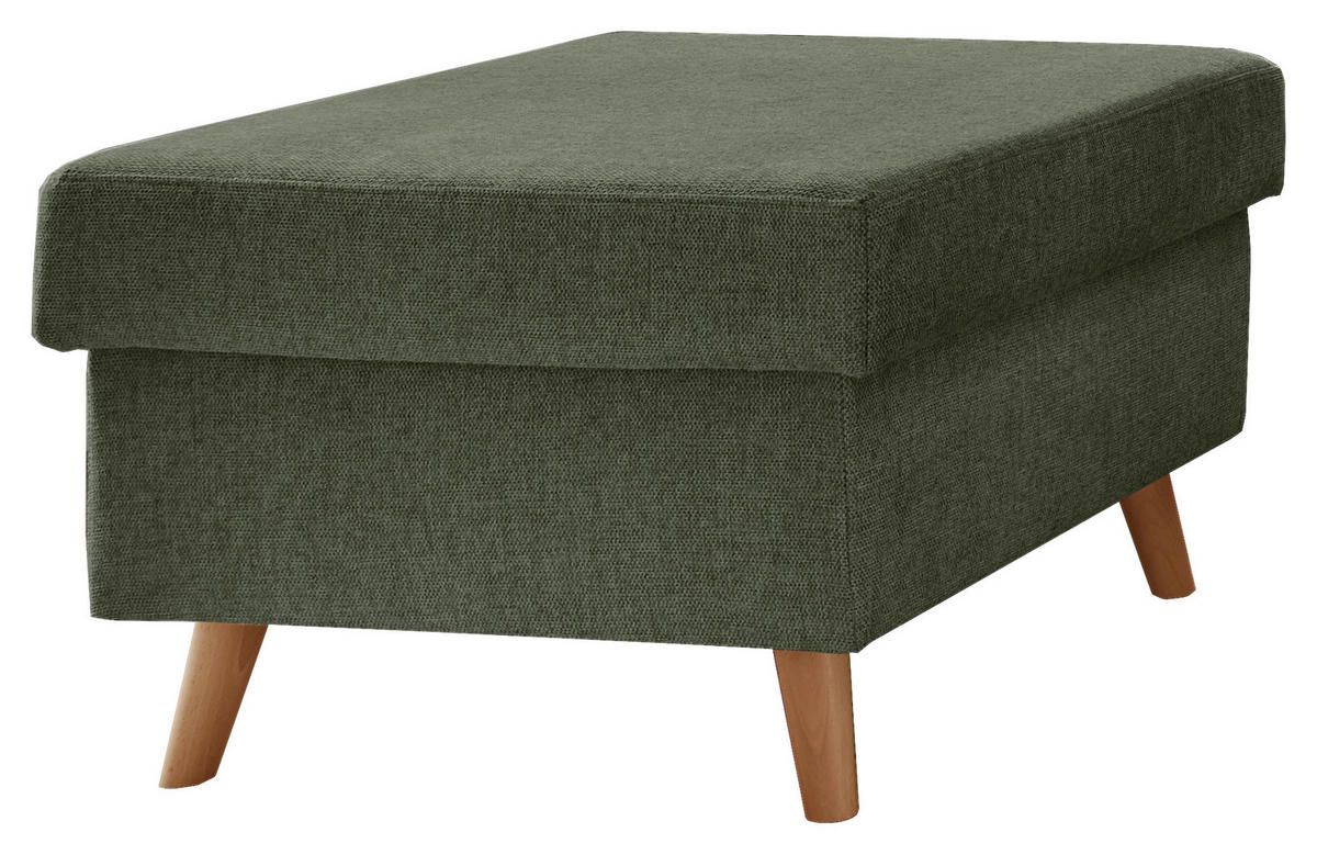 HOCKER in Textil Dunkelgrün  - Dunkelgrün/Naturfarben, Design, Holz/Textil (61/43/61cm) - P & B