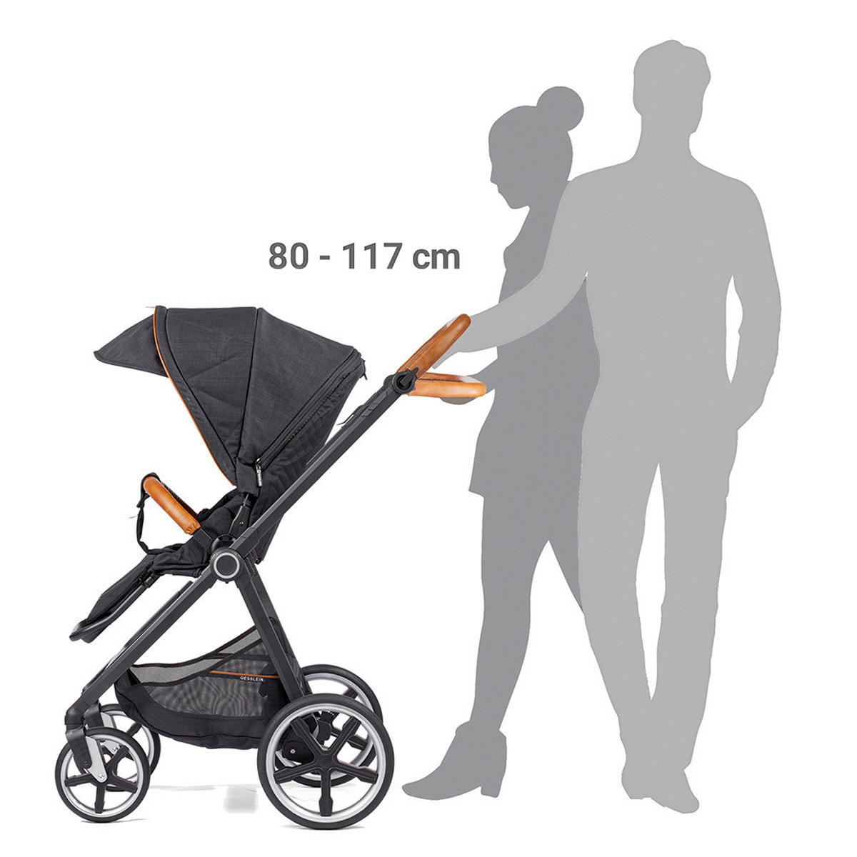 KINDERWAGENSET  Fusion Panorama Lyx Set inkl. Wickeltasche  Schwarz  - Schwarz, Basics, Metall (57/129/100cm) - Gesslein